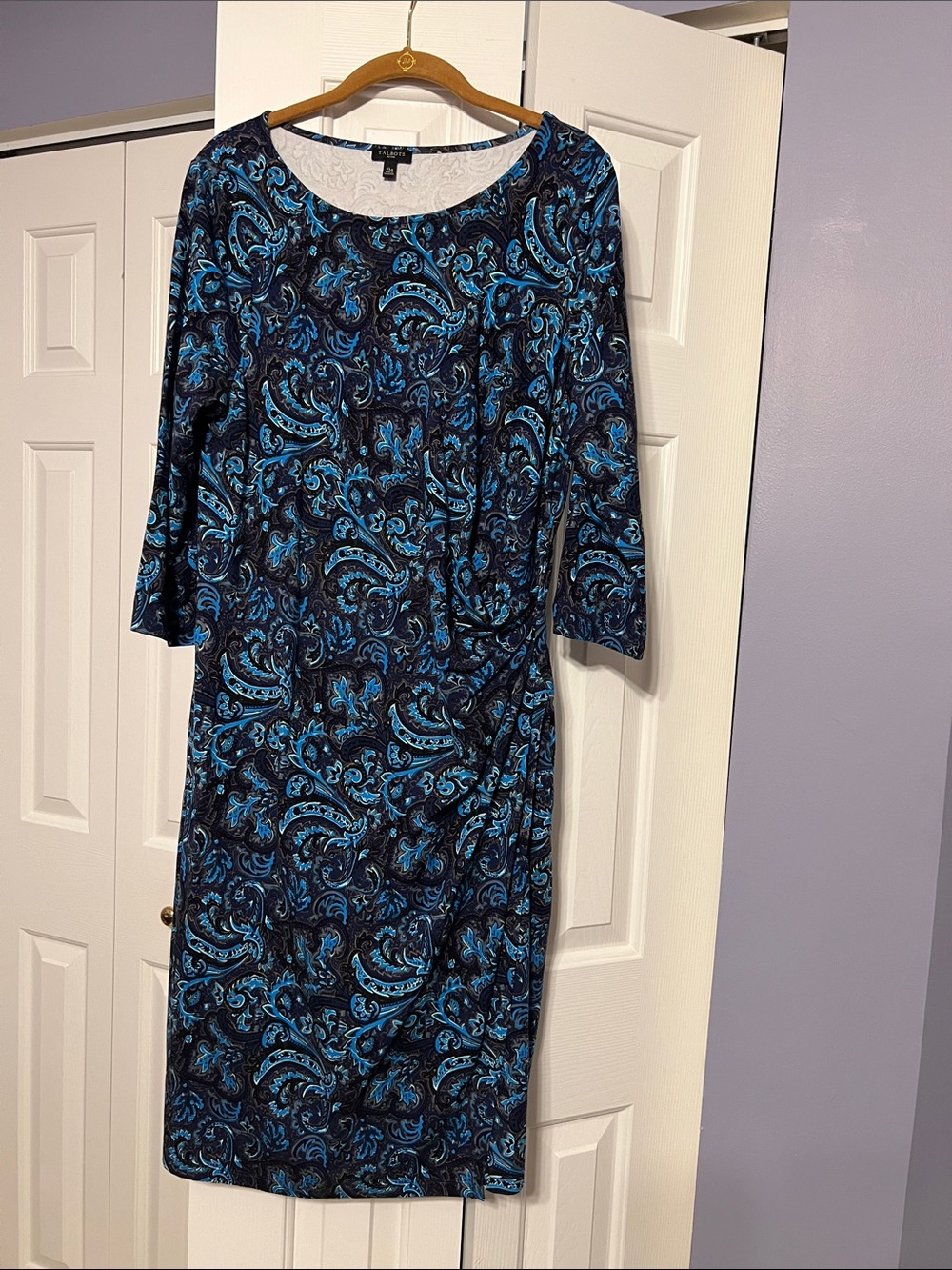 Talbots Navy and Teal Paisley Midi Dress